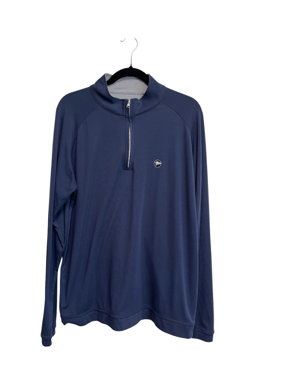 Peter Millar Mini Stripe Perth Quarter Zip Navy Blue Pullover Men's Size Large
